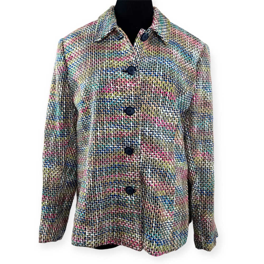 N Touch Tweed Blazer Multicolor Jacket Size 16